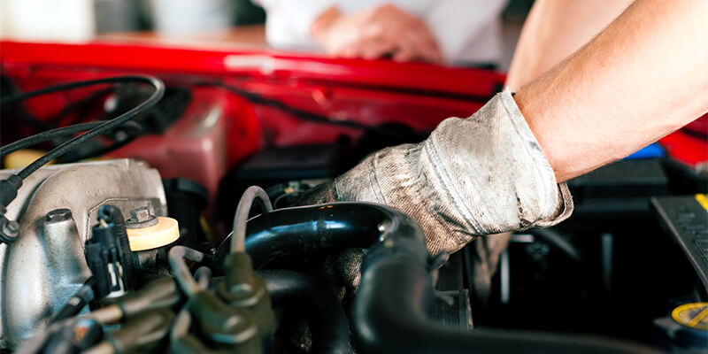 Car being checked on MOT